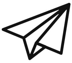 Ein Papierflieger-Symbol auf schwarzem Hintergrund mit dem …